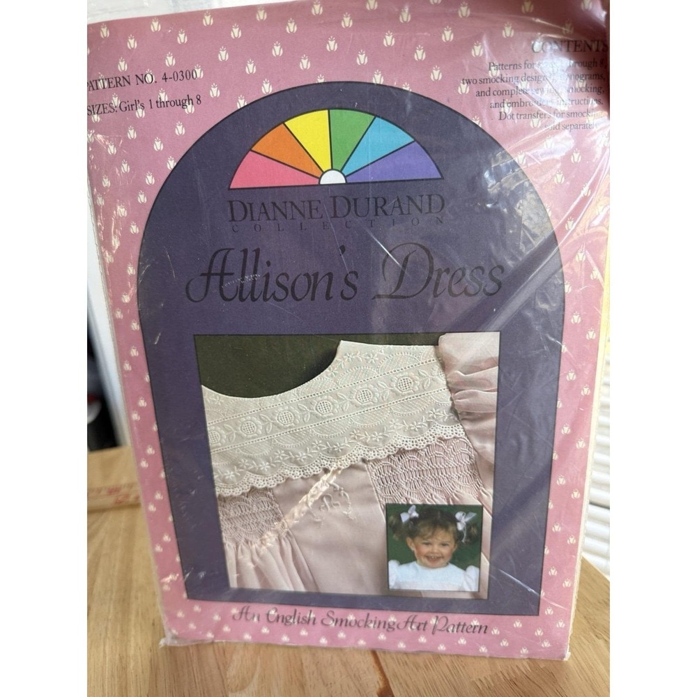 DIANNE DURAND Girl's Allison's Dress English Smocking Art Pattern Size 1-8 Uncut
